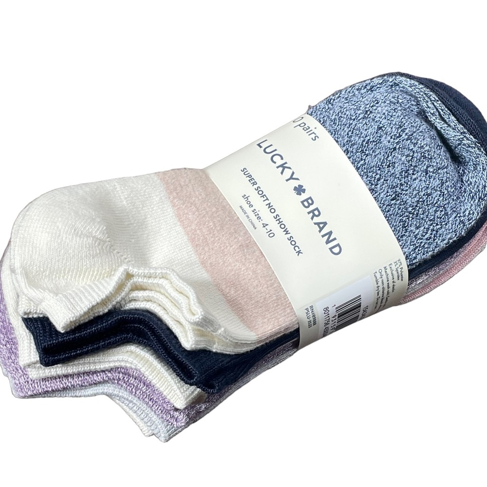 Lucky Brand Women's Super Soft No Show Socks 10 Pairs Size 4-10 Multi Colors New - Picture 5 of 16